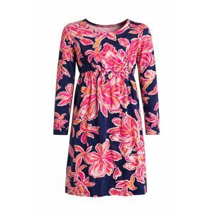 Lilly Pulitzer Girls 12 XL Sadie Dress Bright Navy Via Sunny Pink Floral